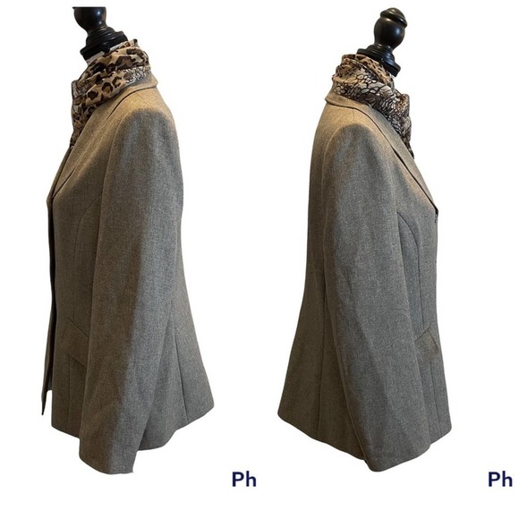 Le Suit Collections Blazer Jacket Size 12 Brown Scarf 2pc Set workwear - Picture 4 of 10